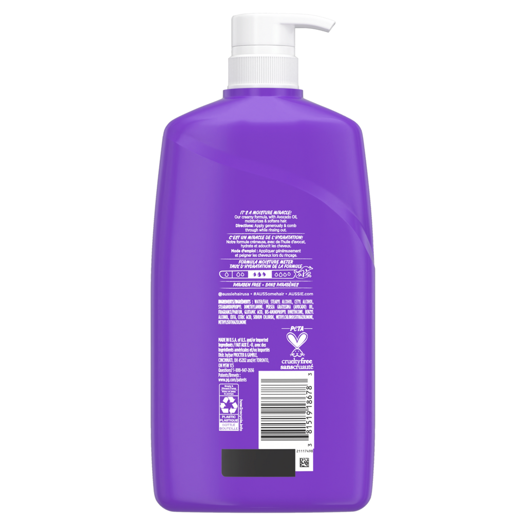 Aussie Miracle Moist Hair Conditioner For All Hair Types Moisturizing Paraben-Free - 26.2oz/4pk
