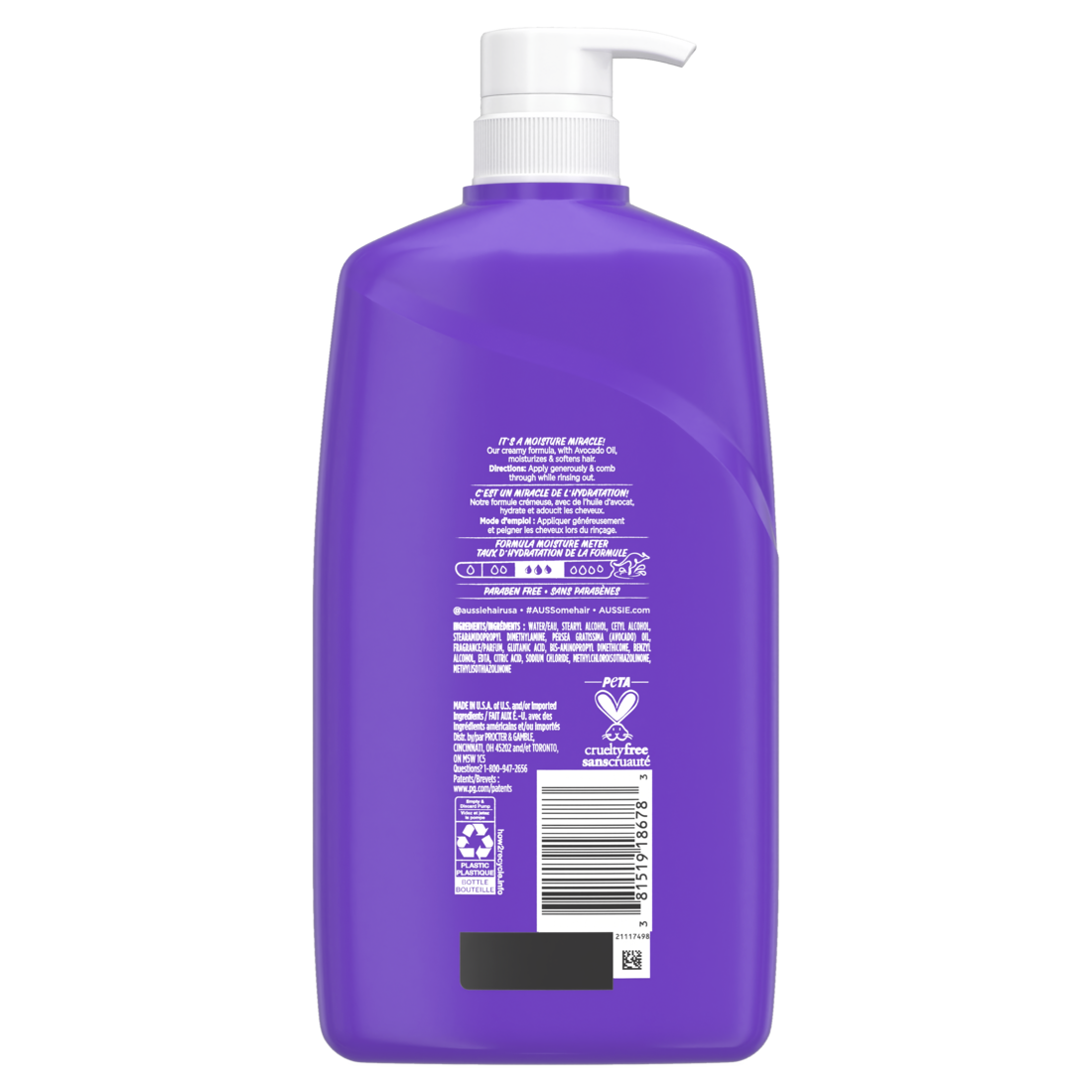 Aussie Miracle Moist Hair Conditioner For All Hair Types Moisturizing Paraben-Free - 26.2oz/4pk