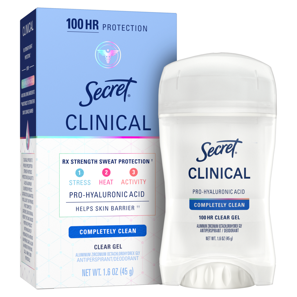 Secret Clinical Antiperspirant Deodorant For Women 100HR Sweat & Odor Protection Pro-Hyaluronic Acid Clear Gel Clean Lavender - 1.6oz/12pk