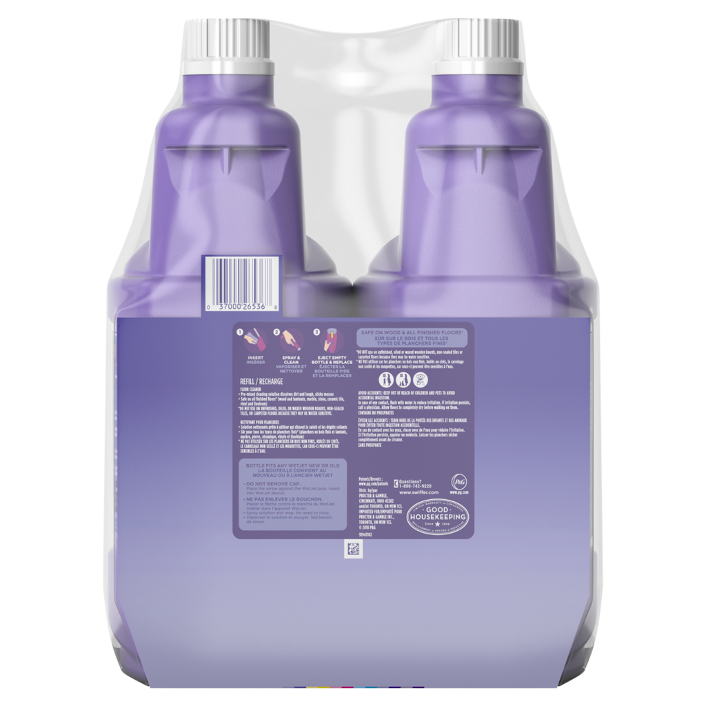 Swiffer WetJet Spray Mop Multi-Purpose And Hardwood Liquid Floor Cleaner Refill Assembled In The Usa Lavender Vanilla & Comfort Scent 2 Pack - (2x42.2)oz/3pk