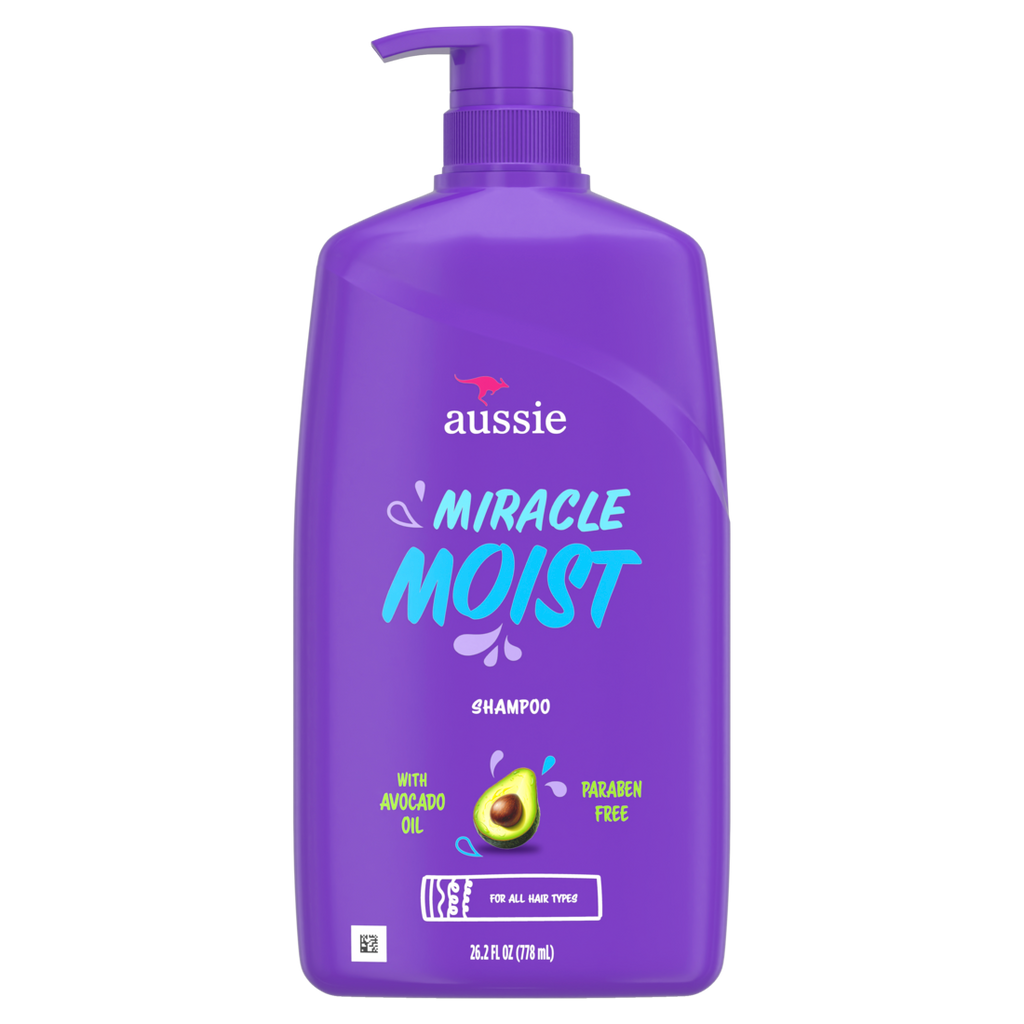 Aussie Miracle Moist Shampoo For Dry Hair And All Hair Types Moisturizing Paraben-Free - 26.2oz/4pk