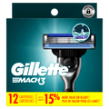 Gillette Mach3 Razor Blade Refills Razor Cartridges Razor Refills For Men With Lubrication Strip 3-Blade Razor Blades For Close Shave - 12ct/6pk