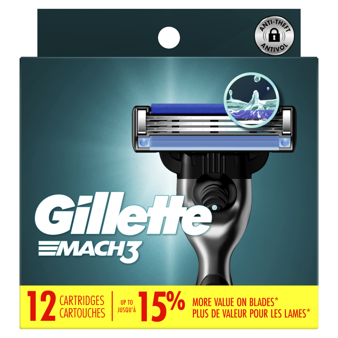 Gillette Mach3 Razor Blade Refills Razor Cartridges Razor Refills For Men With Lubrication Strip 3-Blade Razor Blades For Close Shave - 12ct/6pk