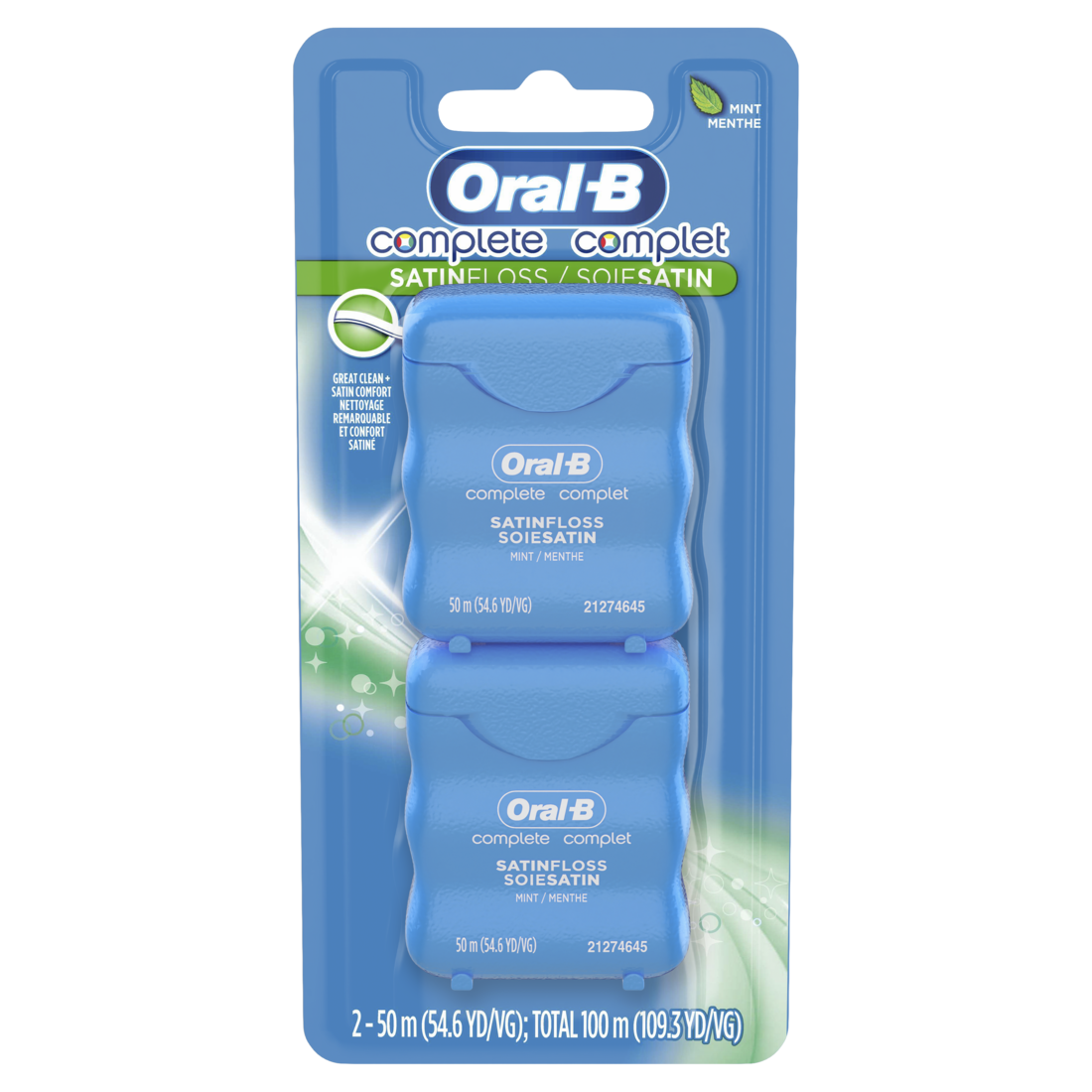 Oral-B Complete Mint Satinfloss Comfort Grip Value 2 Pack (50m/54.6yd each) - 2ct/48pk