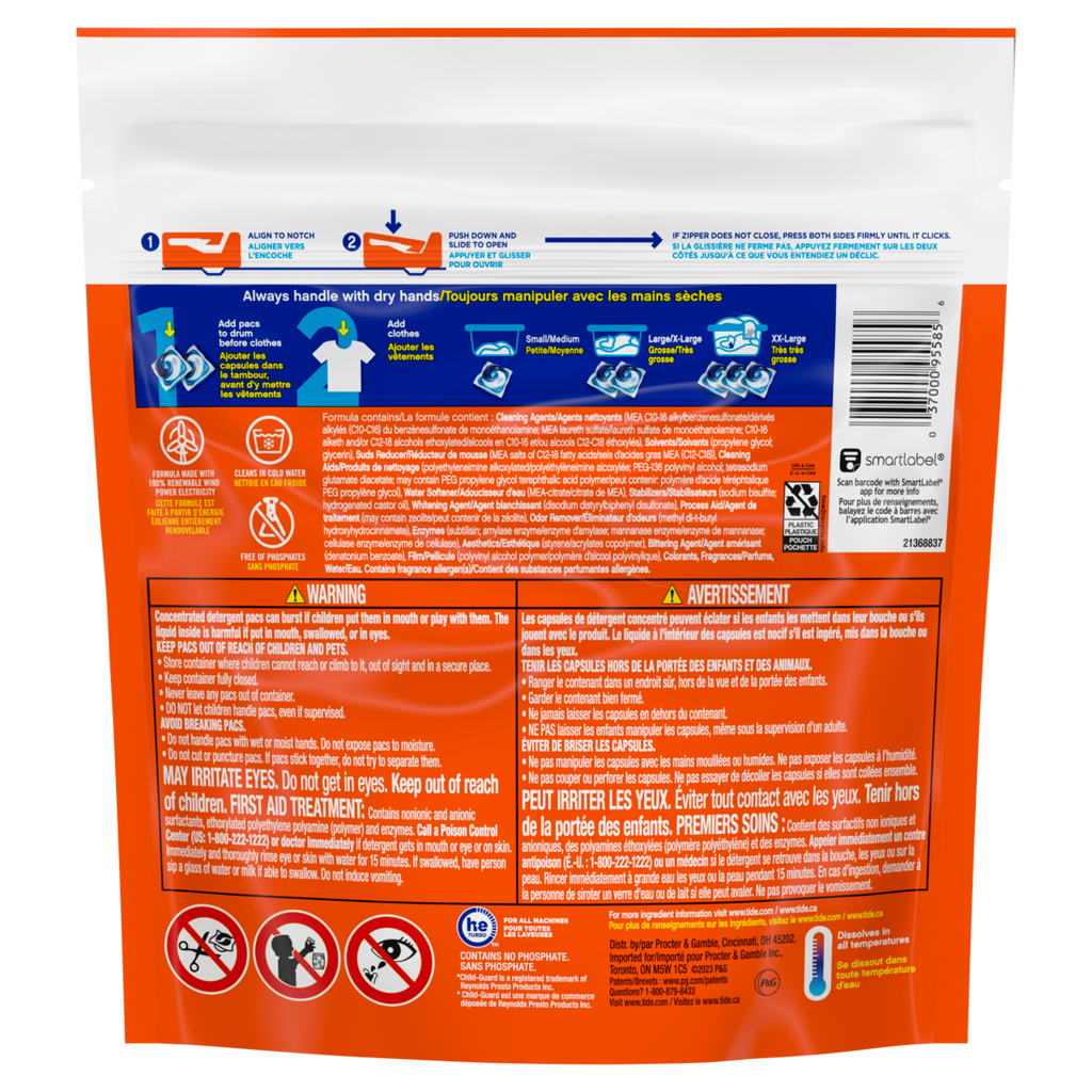 Tide Pods Laundry Detergent Original Scent 3-in-1 Stain Remover Odor Fighter Color Protector Concentrated Laundry Soap Pacs - 20ct/6pk