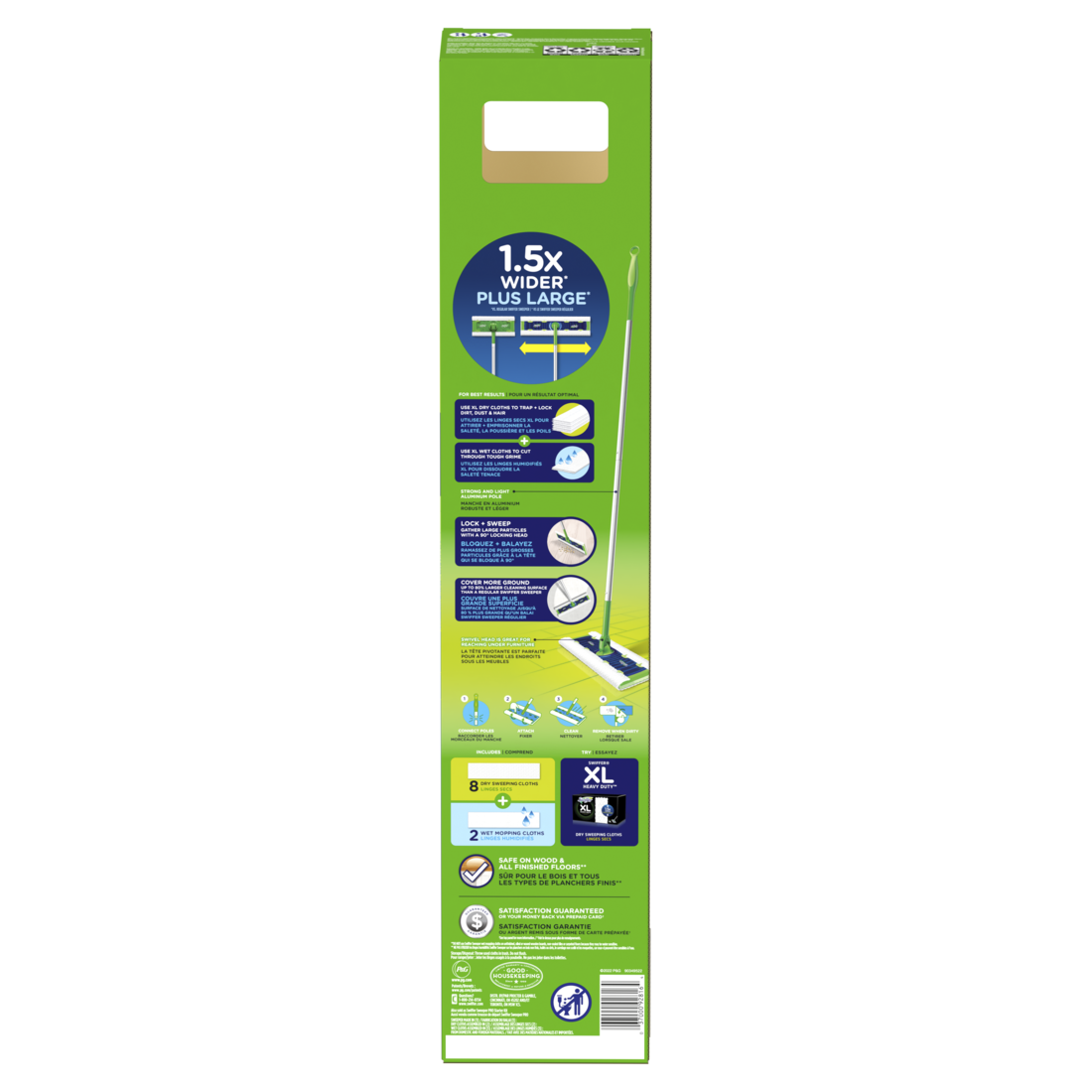 Swiffer Sweeper XL 2-in-1 Dry + Wet Floor Mopping And Sweeping Kit Multi-Surface Kit For Floor Cleaning Kit Includes 1 XL Sweeper 8 XL Dry Sweeping Cloths 2 XL Wet Mopping Cloths - 1kit/4pk