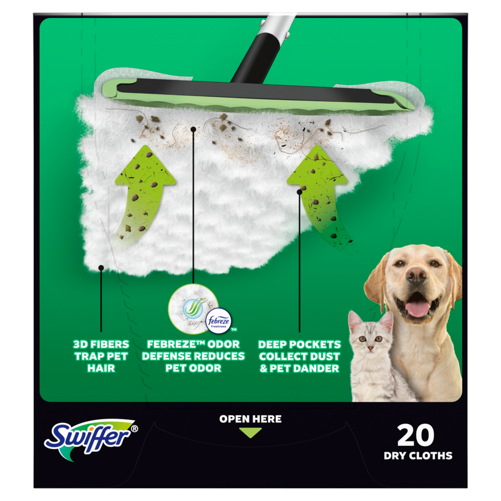 Swiffer Sweep + Mop Dry Pads Refill Floor Cleaner Cleaning Cloths Heavy Duty Pet - 20ct/4pk