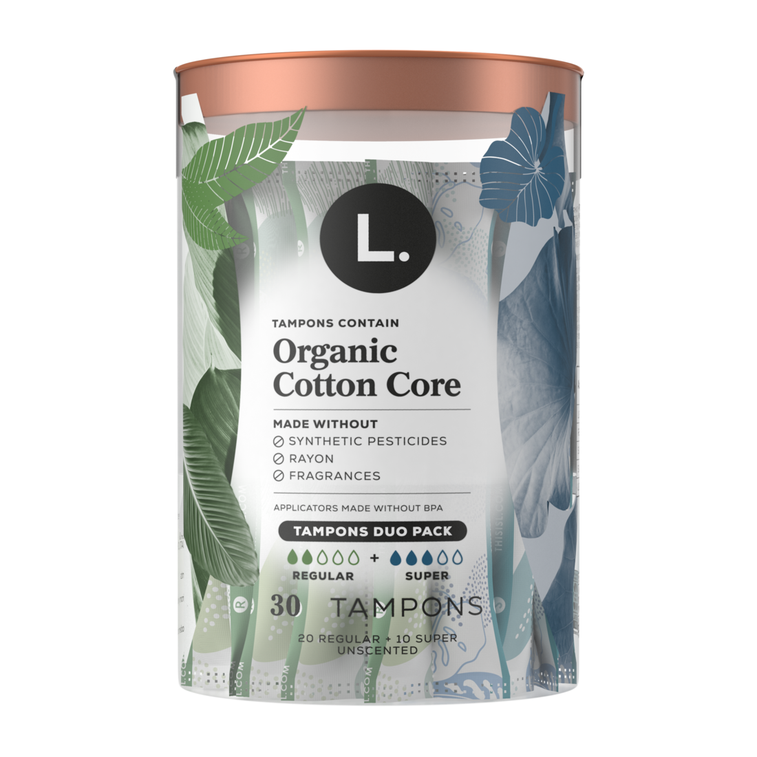 L. Tampons Made With Organic Cotton Regular/Super Absorbency Multipack - 30ct/8pk