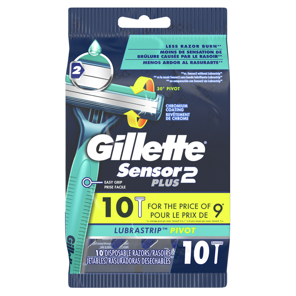 Gillette Sensor2 Plus Pivoting Head Men's Disposable Razors - 10ct/6pk