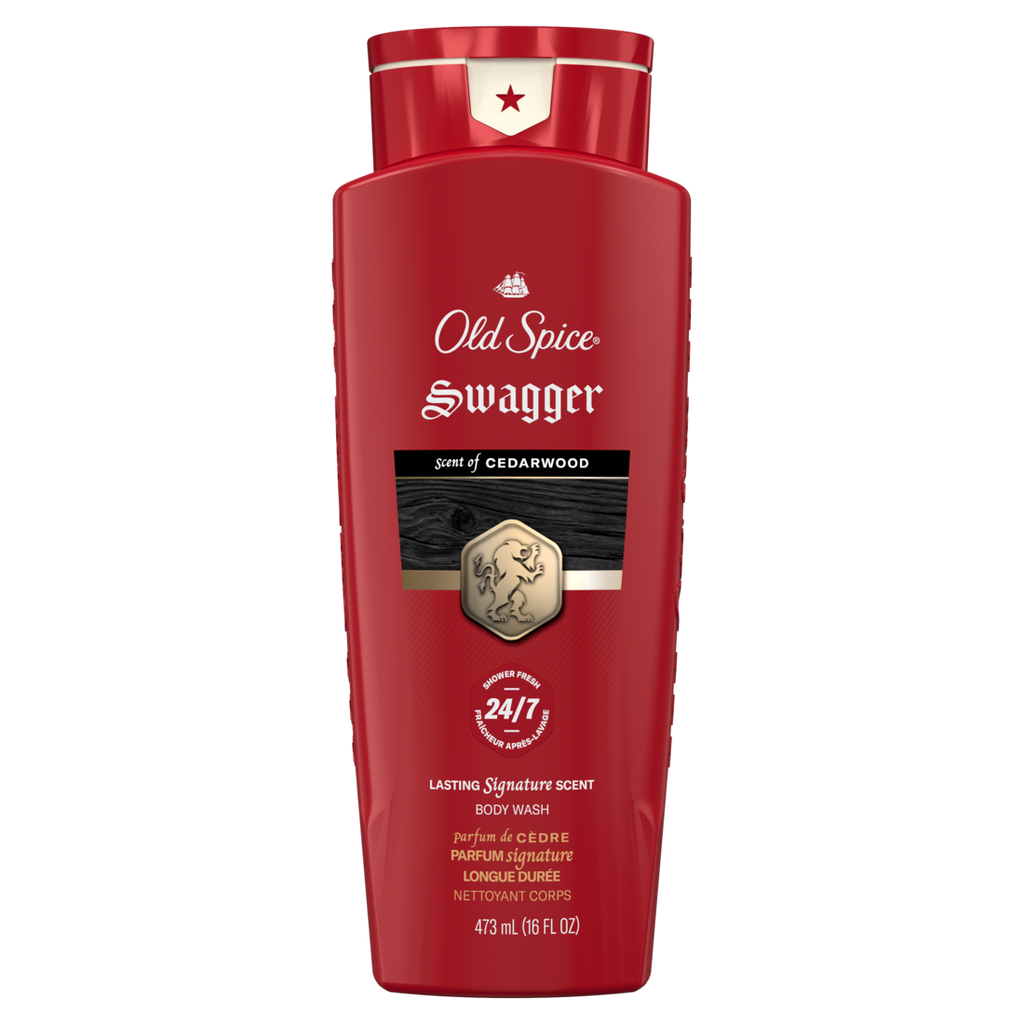 Old Spice Red Collection Body Wash For Men Swagger Scent Refreshing Clean Moisturizing Formula Long-Lasting Fragrance - 16oz/4pk
