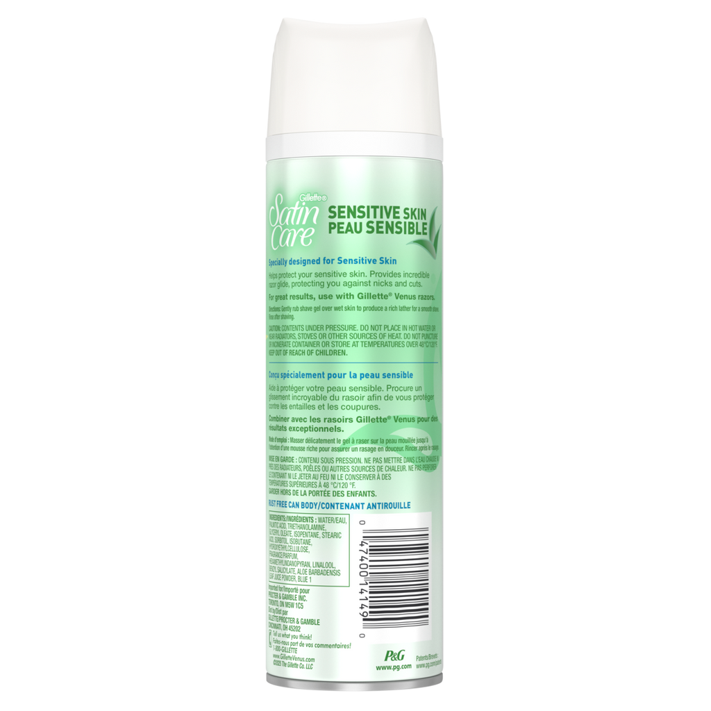 Gillette Venus Satin Care Sensitive Skin Shave Gel Shaving Cream For Women With Aloe - 7oz/12pk