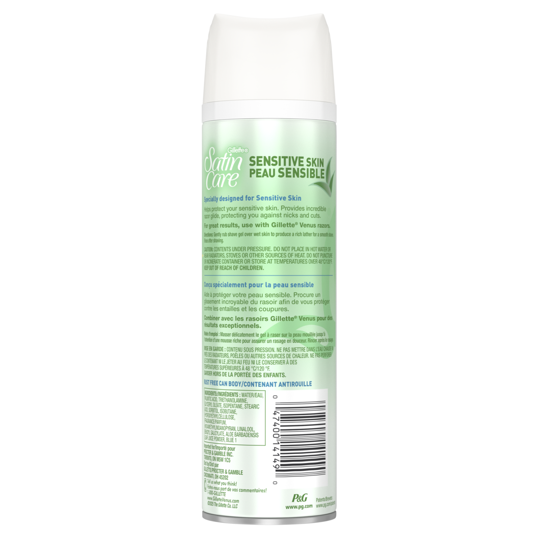 Gillette Venus Satin Care Sensitive Skin Shave Gel Shaving Cream For Women With Aloe - 7oz/12pk