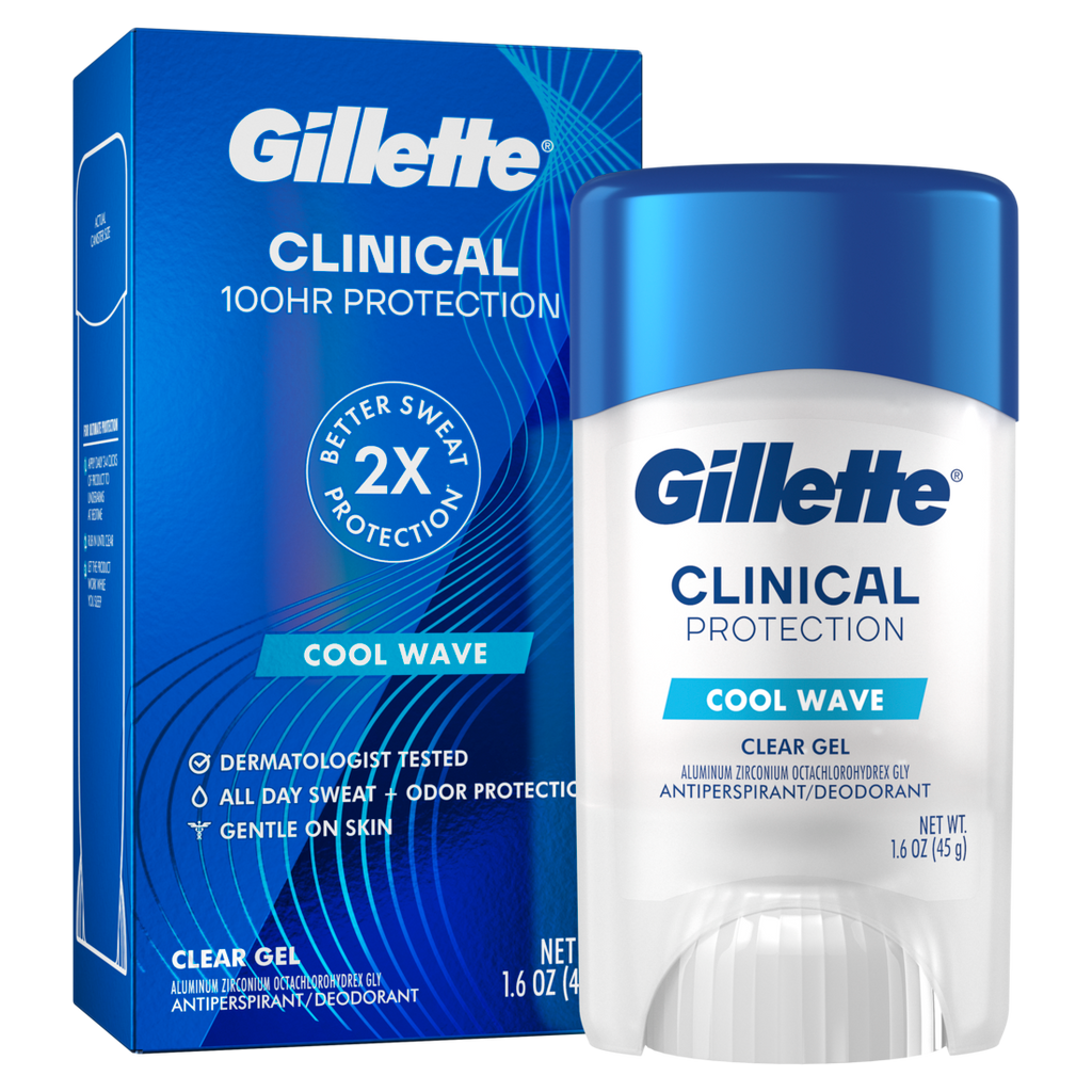 Gillette Clinical Protection Clear Gel Antiperspirant And Deodorant For Men Cool Wave Scent - 1.6oz/12pk