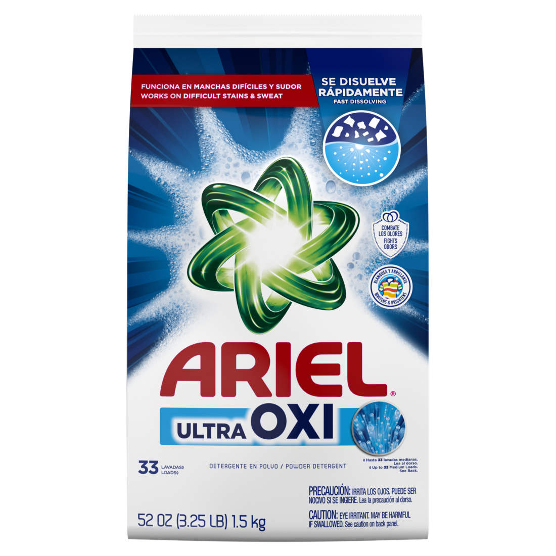 Ariel Ultra Oxi Powder Laundry Detergent Original Scent 1.5kg 33 Loads - 52oz/6pk