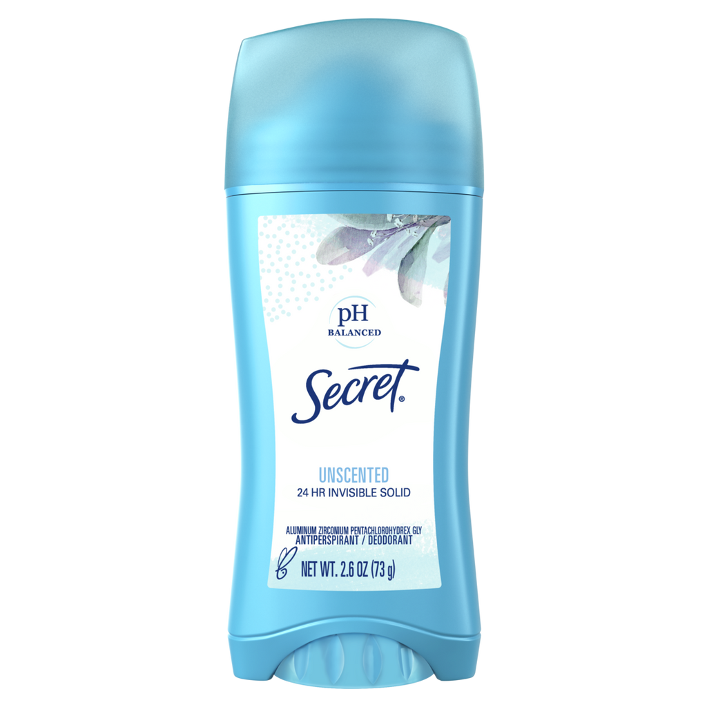 Secret Invisible Solid Antiperspirant And Deodorant Unscented - 2.6oz/12pk
