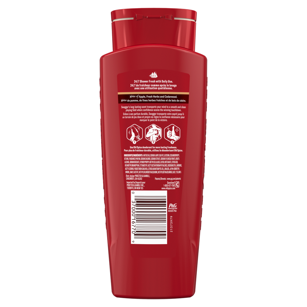 Old Spice Red Collection Body Wash For Men Swagger Scent Refreshing Clean Moisturizing Formula Long-Lasting Fragrance - 16oz/4pk