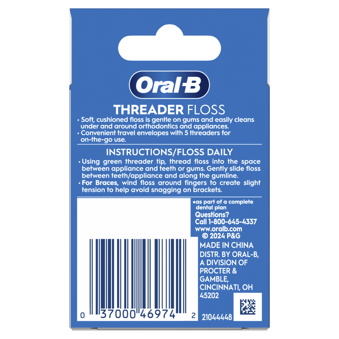 Oral-B Threader Dental Floss For Bridges Braces And Implants - 30ct/6pk