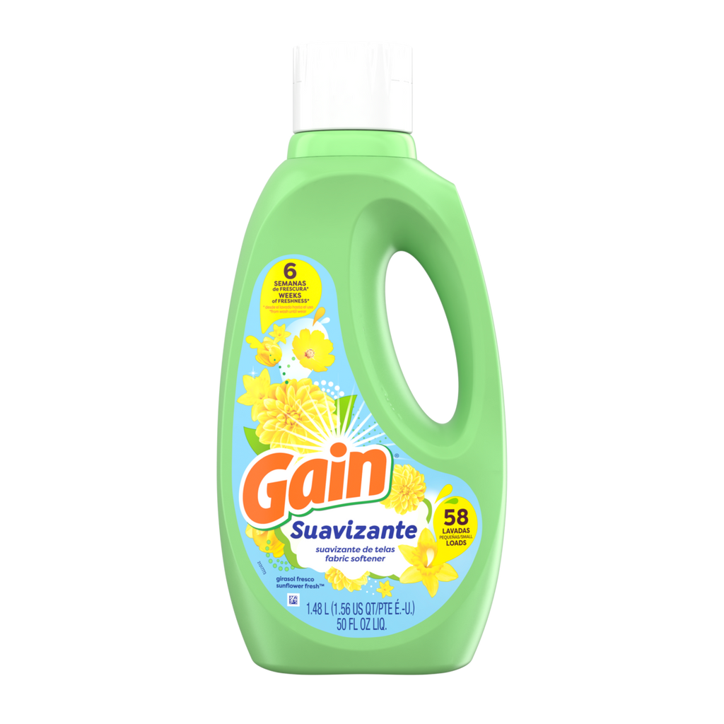Gain Suavizante Liquid Fabric Softener Sunflower Fresh Scent 58 Loads - 50oz/4pk