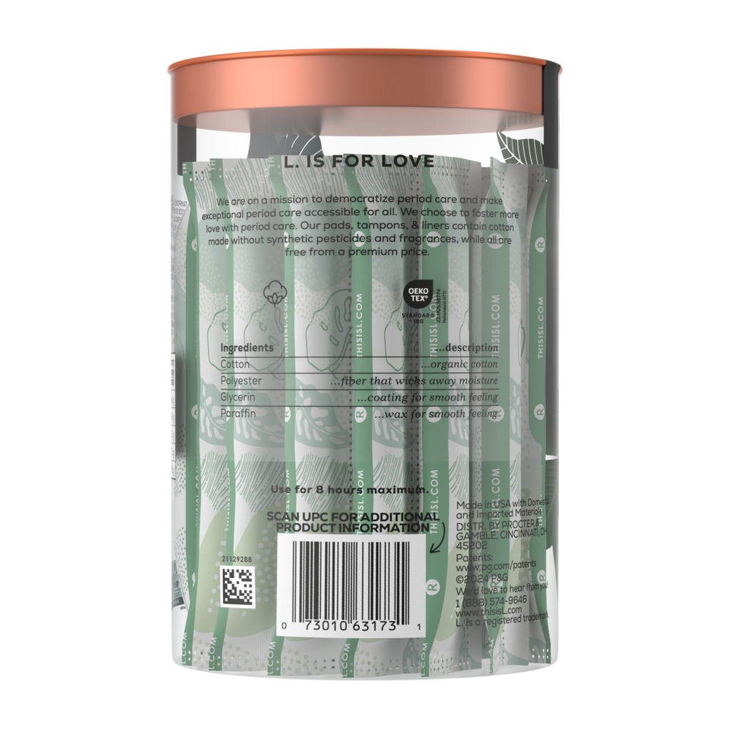 L. Tampons Made With Organic Cotton Regular/Super Absorbency Multipack - 30ct/8pk