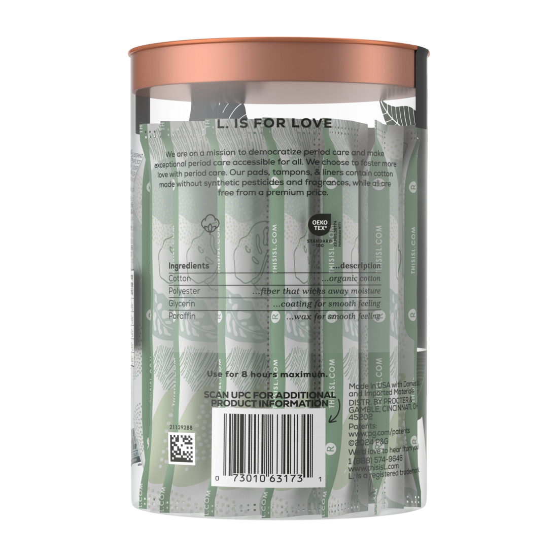 L. Tampons Made With Organic Cotton Regular/Super Absorbency Multipack - 30ct/8pk