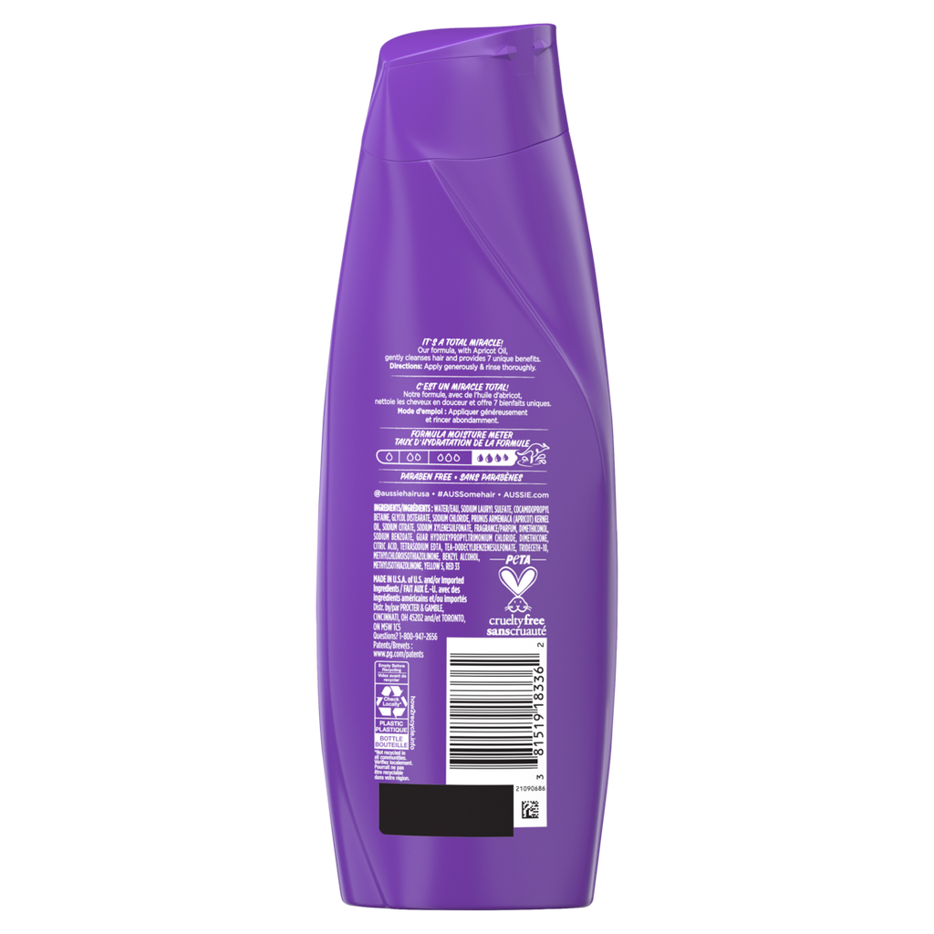 Aussie Total Miracle 7 Benefit Shampoo For Dry Damaged Hair Of All Types Paraben-Free - 12.1oz/6pk