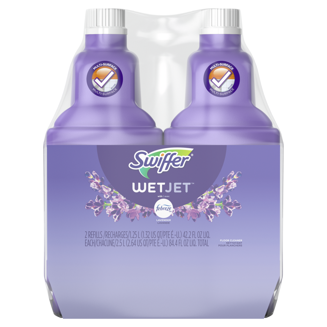 Swiffer WetJet Spray Mop Multi-Purpose And Hardwood Liquid Floor Cleaner Refill Assembled In The Usa Lavender Vanilla & Comfort Scent 2 Pack - (2x42.2)oz/3pk