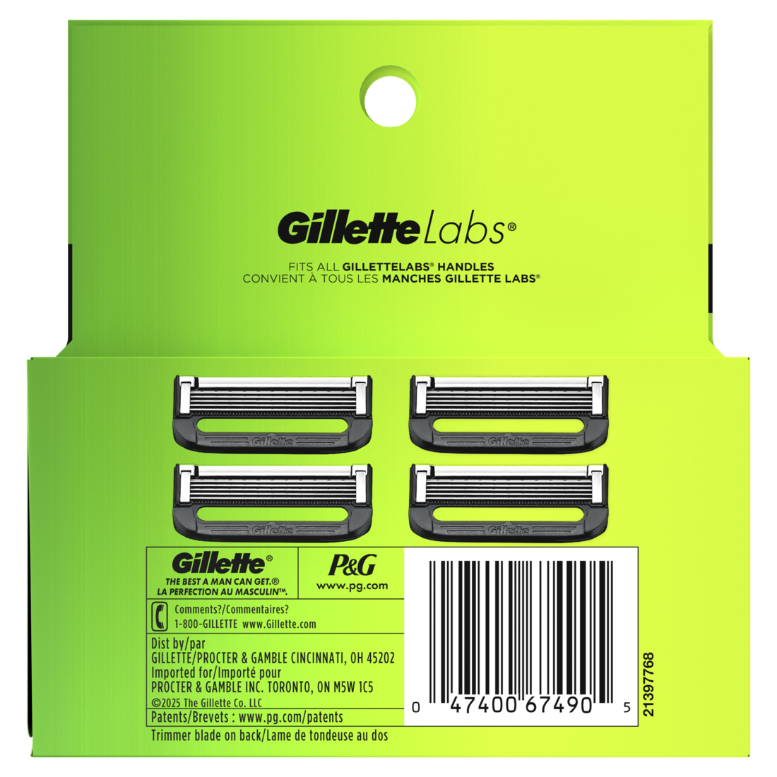 Gillettelabs Razor Blade Refills Razor Cartridges Razor Refills For Men Compatible With Gillettelabs Exfoliating Bar Razor And Heated Razor - 4ct/6pk