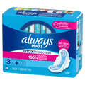Always Maxi Feminine Pads With Wings For Women Size 3 Extra Long Super Absorbency Unscented - 26ct/3pk