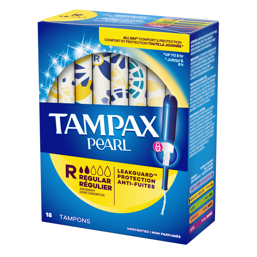 Tampax Pearl Tampons With Leakguard Braid Regular Absorbency Unscented - 18ct/12pk