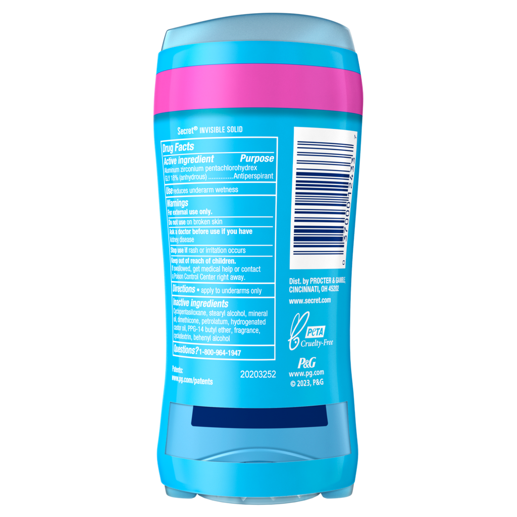 Secret Invisible Solid Antiperspirant And Deodorant Shower Fresh Twin Pack - (2x2.6)oz/6pk