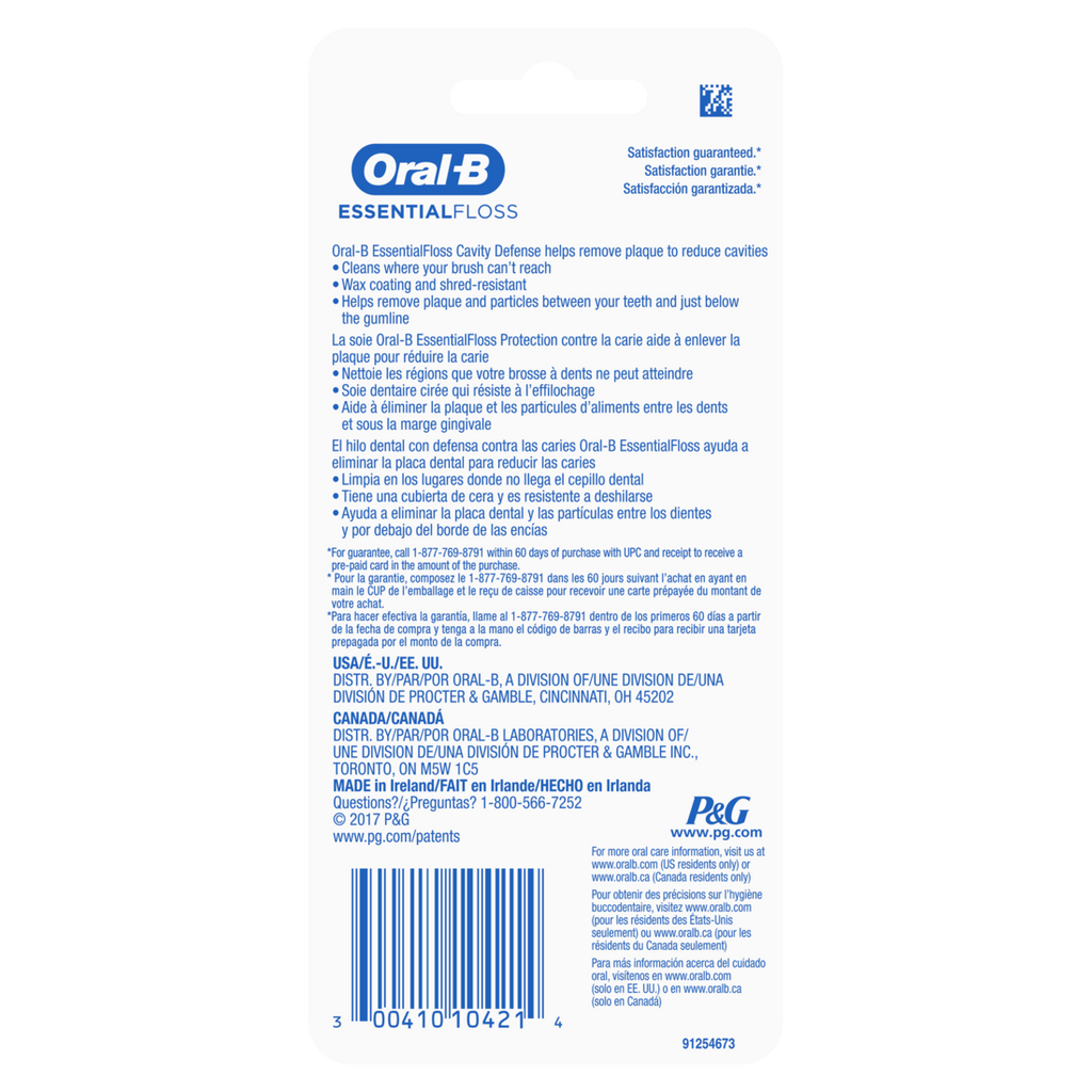Oral-B Essentialfloss Mint Dental Floss Cavity Defense Waxed Value 2 Pack (50m/54.6yd each) - 2ct/24pk