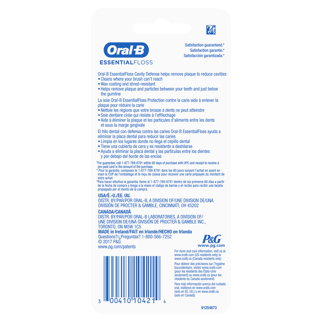 Oral-B Essentialfloss Mint Dental Floss Cavity Defense Waxed Value 2 Pack (50m/54.6yd each) - 2ct/24pk