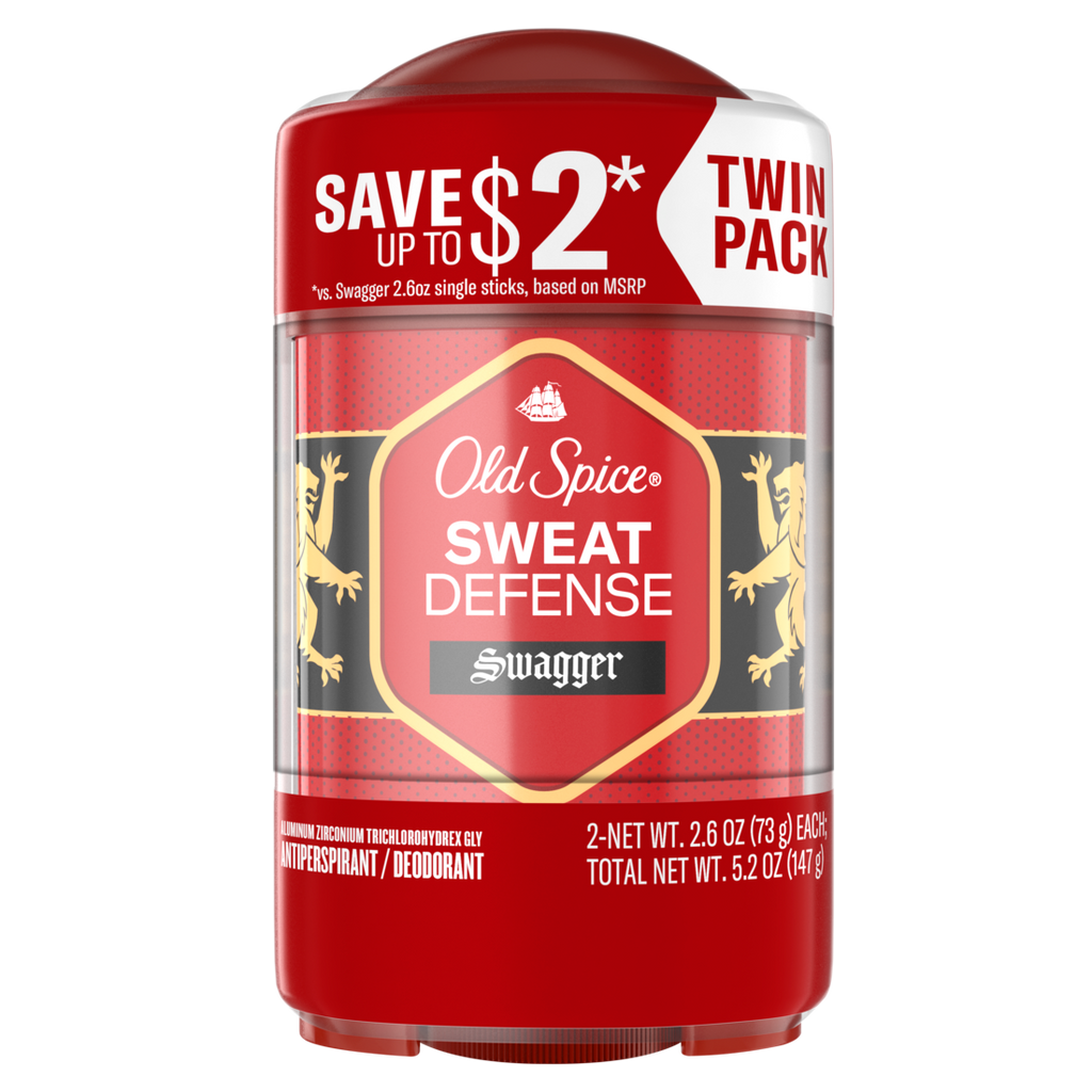 Old Spice Antiperspirant And Deodorant For Men 24/7 Sweat And Odor Protection Swagger  With Cedarwood Scent Soft Solid Twin Pack - (2x2.6)oz/6pk