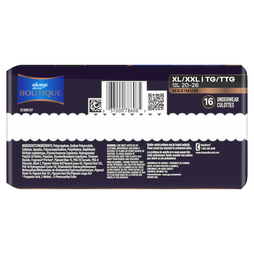 Always Discreet Boutique Rosy Reimagined Adult Diapers For Women Maximum Incontinence Underwear XL/XXL - 16ct/2pk