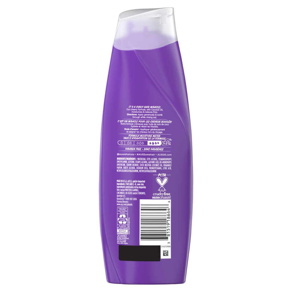 Aussie Miracle Curls Conditioner With Coconut Oil Paraben Free - 12.1oz/6pk