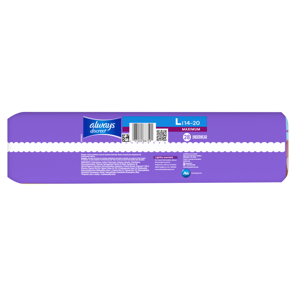 Always Discreet Reimagined Adult Diapers For Women Maximum Incontinence And Postpartum Underwear L - 28ct/2pk