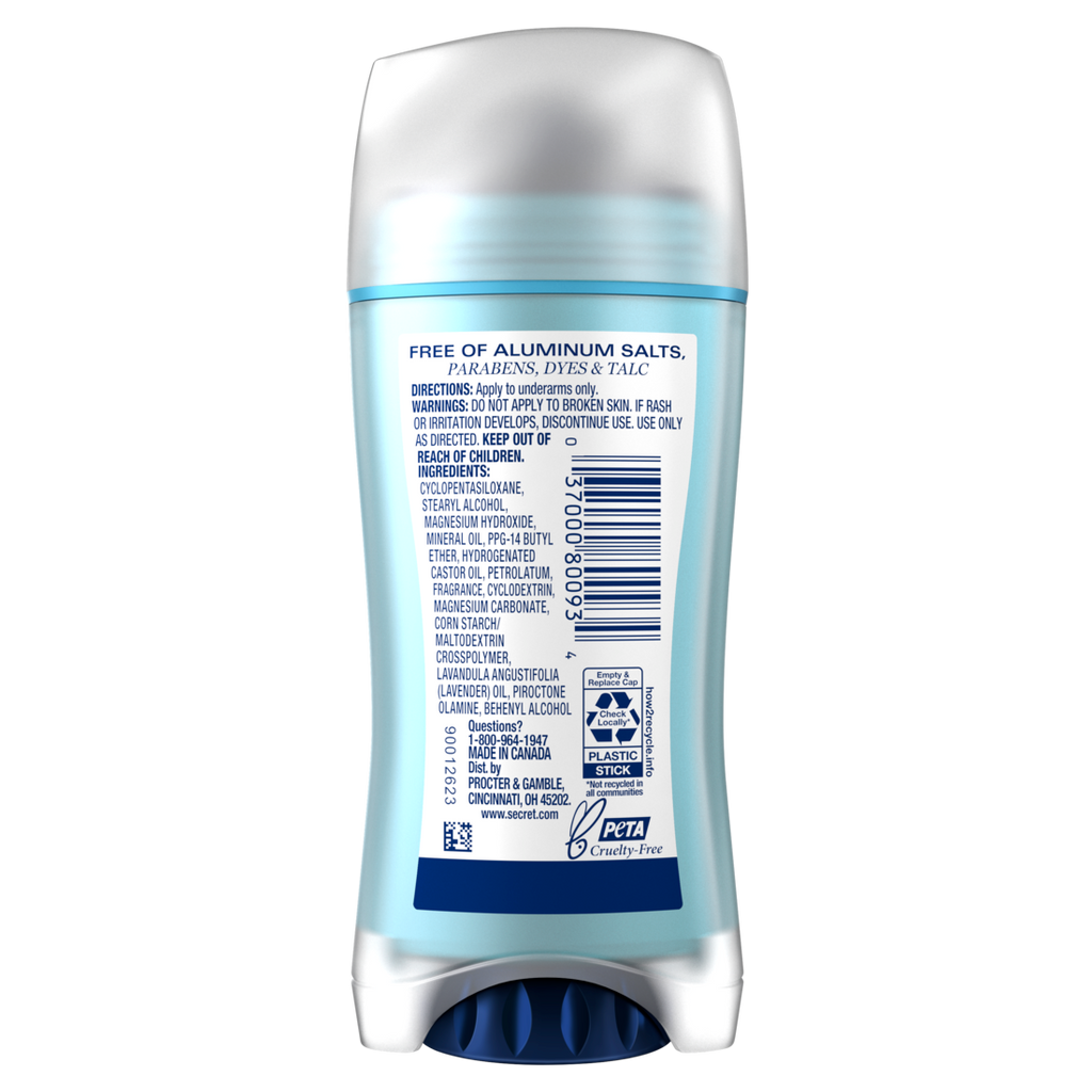 Secret Aluminum Free Deodorant For Women Dry Solid Lavender - 2.4oz/12pk