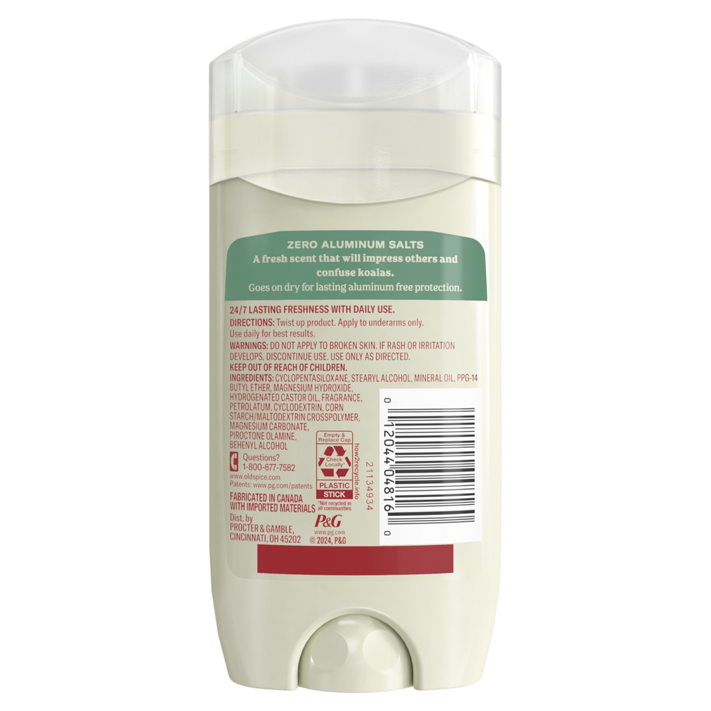 Old Spice Gentleman's Deodorant With Eucalyptus And Coconut Oil Aluminum Free 24/7 Freshness - 3oz/12pk