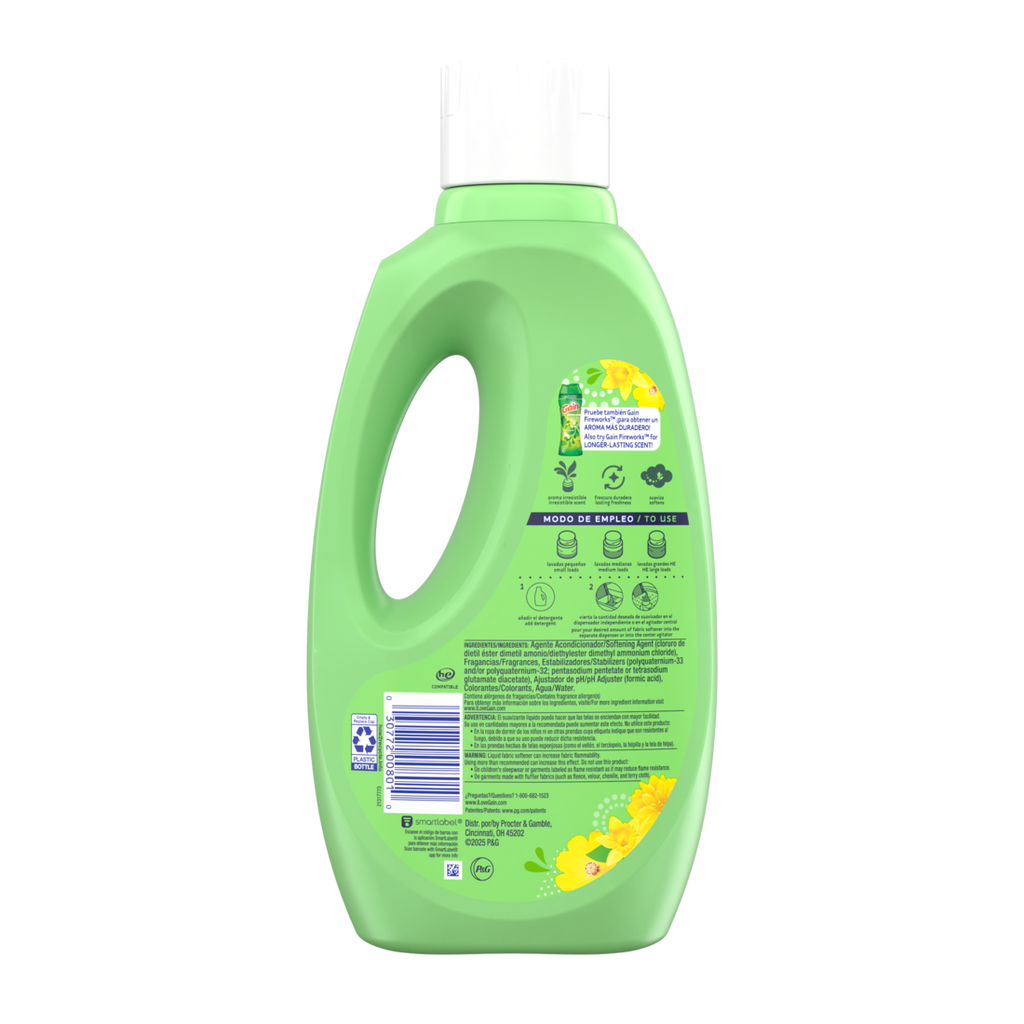 Gain Suavizante Liquid Fabric Softener Sunflower Fresh Scent 58 Loads - 50oz/4pk