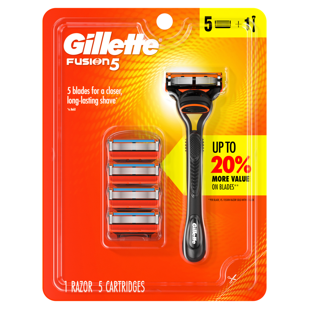Gillette Fusion5 Men's 1 Razor Handle + 5 Blade Refills - 1set/6pk