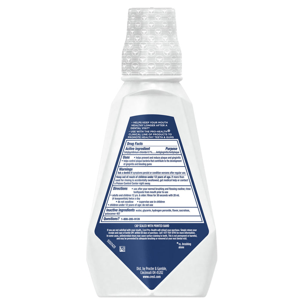 Crest Mouthwash Pro-Health Clinical Protection Gingivitis Protection Alcohol Free CPC (Cetylpyridinium Chloride) Antigingivitis & Antiplaque Deep Clean Mint Flavor - 16oz/4pk