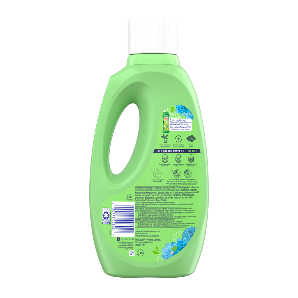 Gain Suavizante Liquid Fabric Softener Blue Blossoms Scent 58 Loads - 50oz/4pk