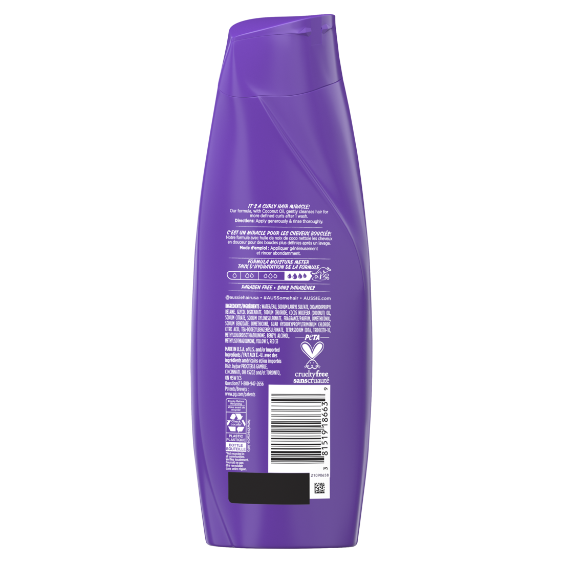 Aussie Miracle Curls Shampoo For Curly Hair With Coconut Oil Paraben Free - 12.1oz/6pk