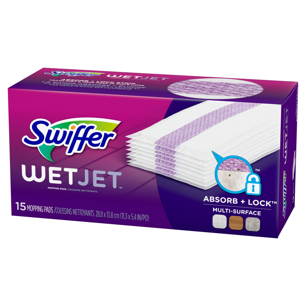 Swiffer Wet Jet Mop Cleaning Pads Refill Floor Cleaner For Mopping Wood Laminate Tile - 15ct/4pk