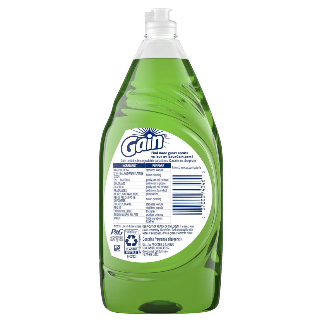 Gain Ultra Liquid Dish Soap Dishwashing Liquid Bleach Alternative Honey Berry Hula - 38oz/8pk