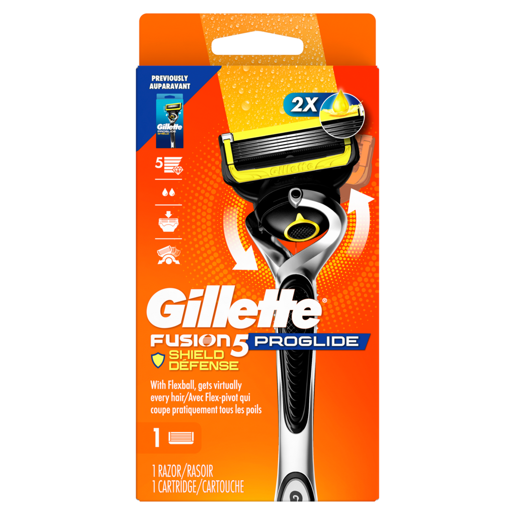 Gillette Fusion5 Proglide Shield Shaving Razor For Men 1 Razor Handle 1 Refill 2X Lubrication Flexball Handle And Precision Trimmer For Men - 1set/6pk