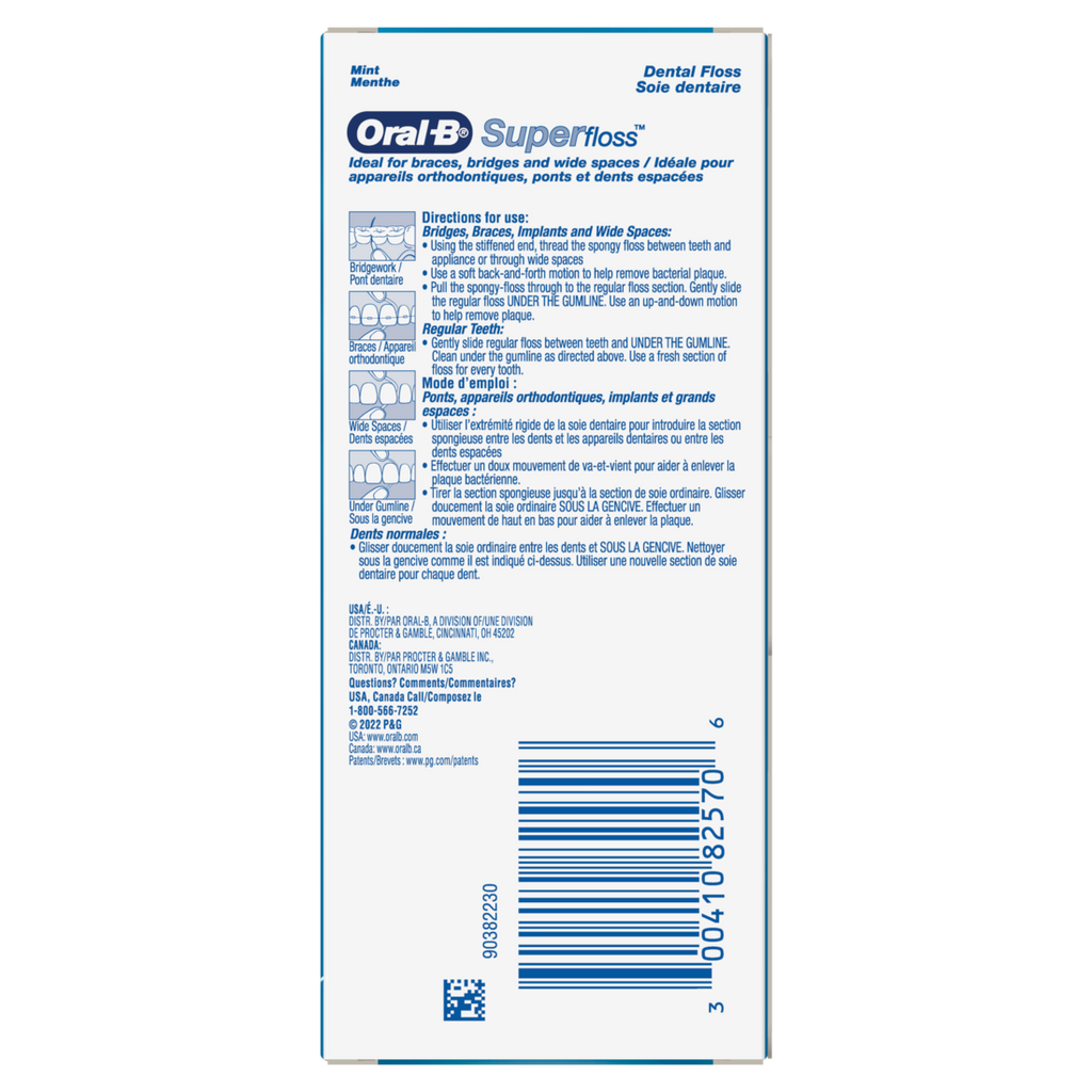Oral-B Super Floss Pre-Cut Strands Dental Floss For Bridges Braces And Wide Spaces - 50ct/24pk