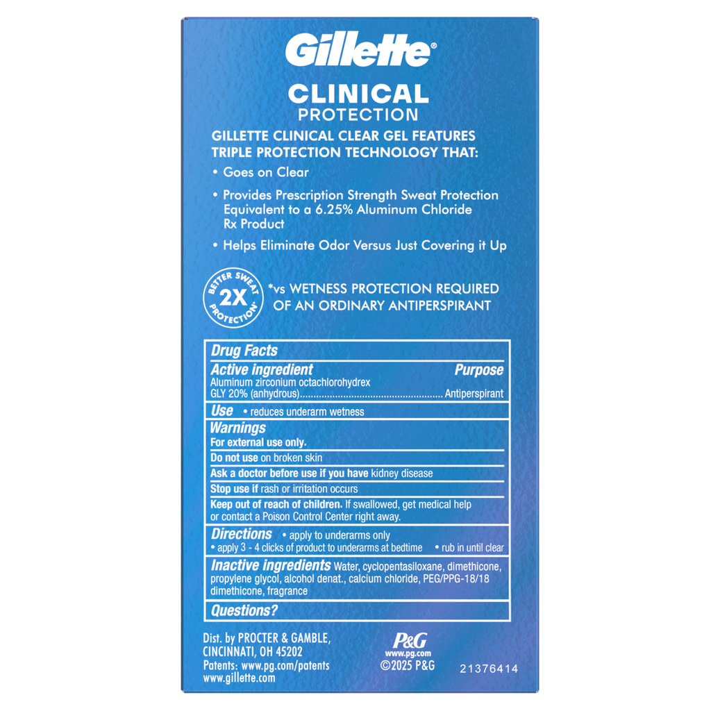 Gillette Clinical Protection Clear Gel Antiperspirant And Deodorant For Men Cool Wave Scent - 1.6oz/12pk