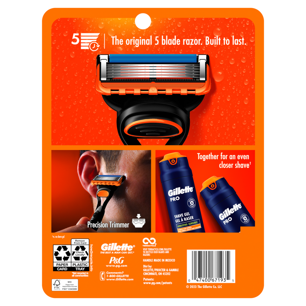 Gillette Fusion5 Men's 1 Razor Handle + 5 Blade Refills - 1set/6pk