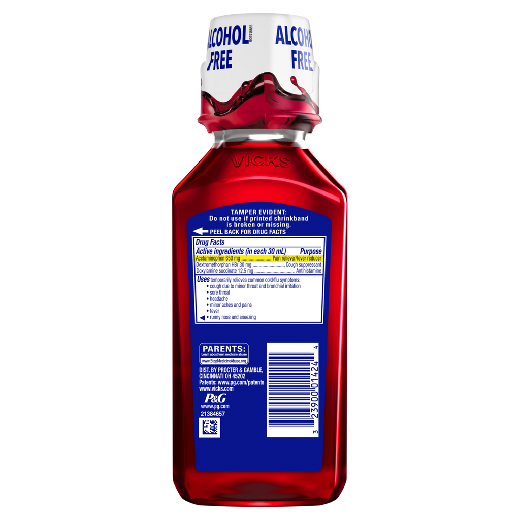 Vicks Nyquil Cold & Flu Relief Liquid Over-The-Counter Medicine Powerful Multi-Symptom Nighttime Relief For Headache Fever Sore Throat Minor Aches And Pains Sneezing Runny Nose And Cough - 8oz/12pk